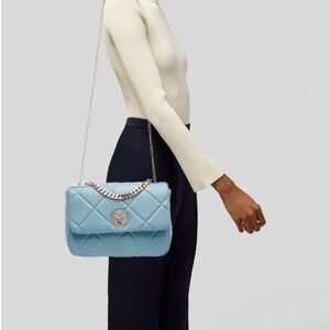 Badgley Mischka Elegant Blue Quilted Shoulder Bag